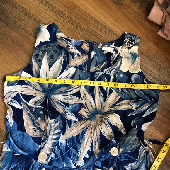 Vintage TALL GIRL jumpsuit one piece tropical floral extra wide flowy legs - Picture 11 of 16